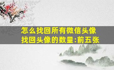 怎么找回所有微信头像 找回头像的数量:前五张